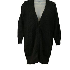 Rachel Rachel Roy Black Angora Cardigan Sweater Long-Line Soft Large